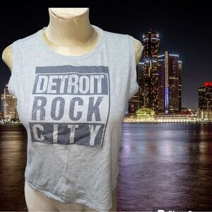 Comune Women's Detroit Rock City Grey Sleeveless Top Size Medium